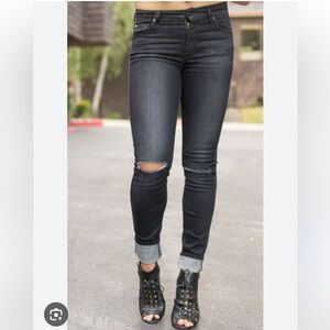 7 For All Mankind Black Wash Distressed The Skinny Ankle Denim Jeans sz 30